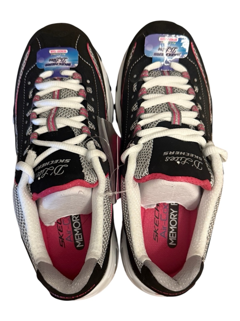 Sketchers D’Lites Air-Cooled Memory Foam Sneakers, Black/Pink, Size 7 - Picture 6 of 7